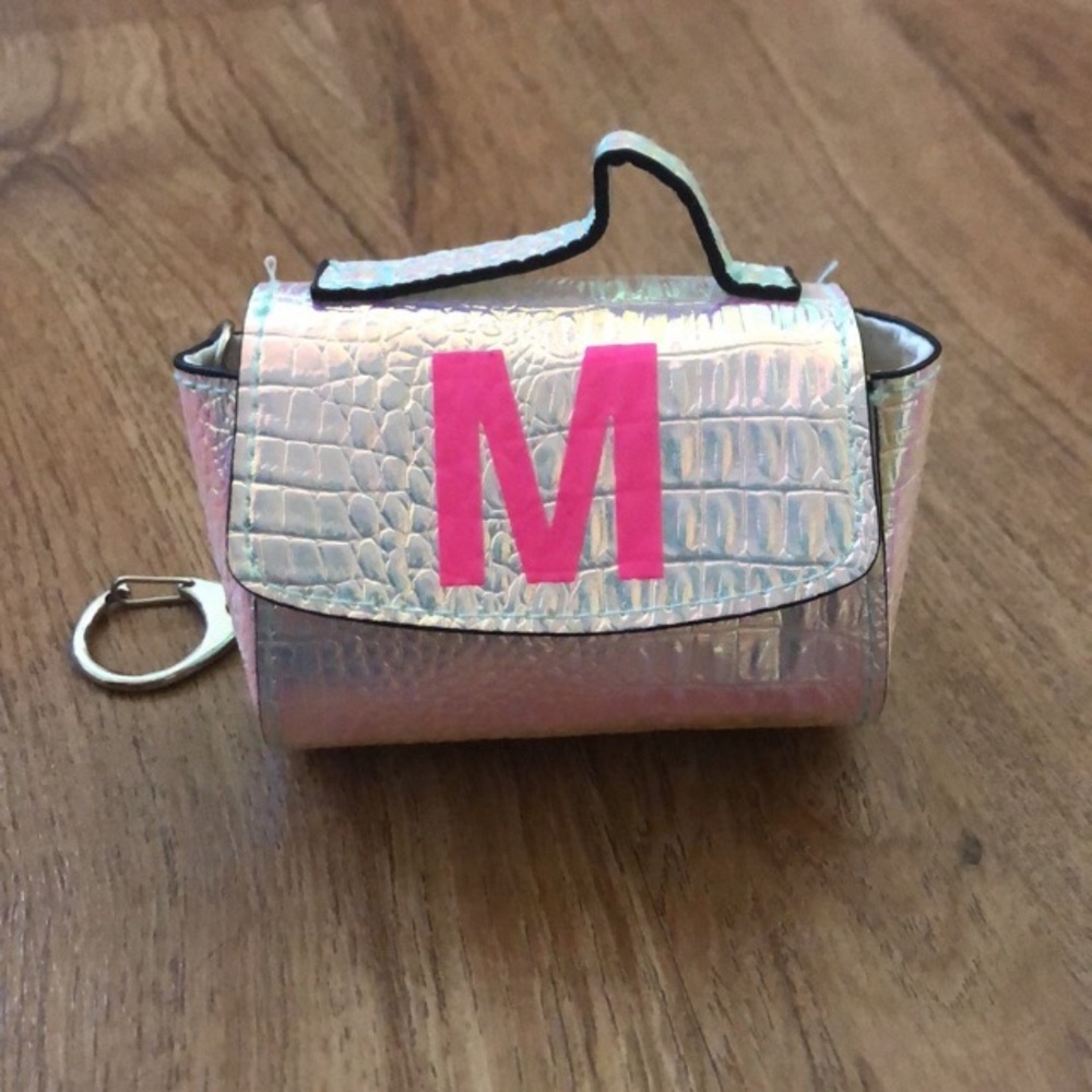 Justice holographic keychain initial M